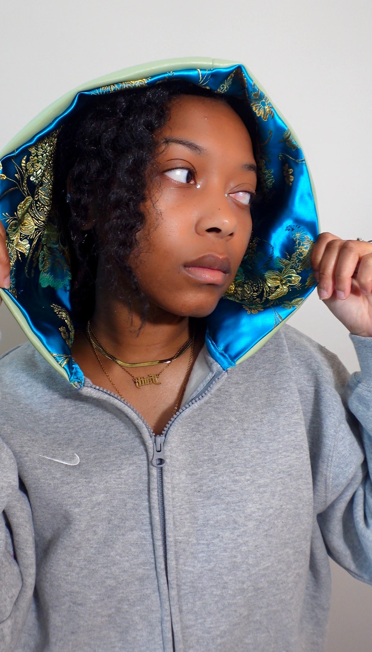 Faux Leather Satin Lined Hood