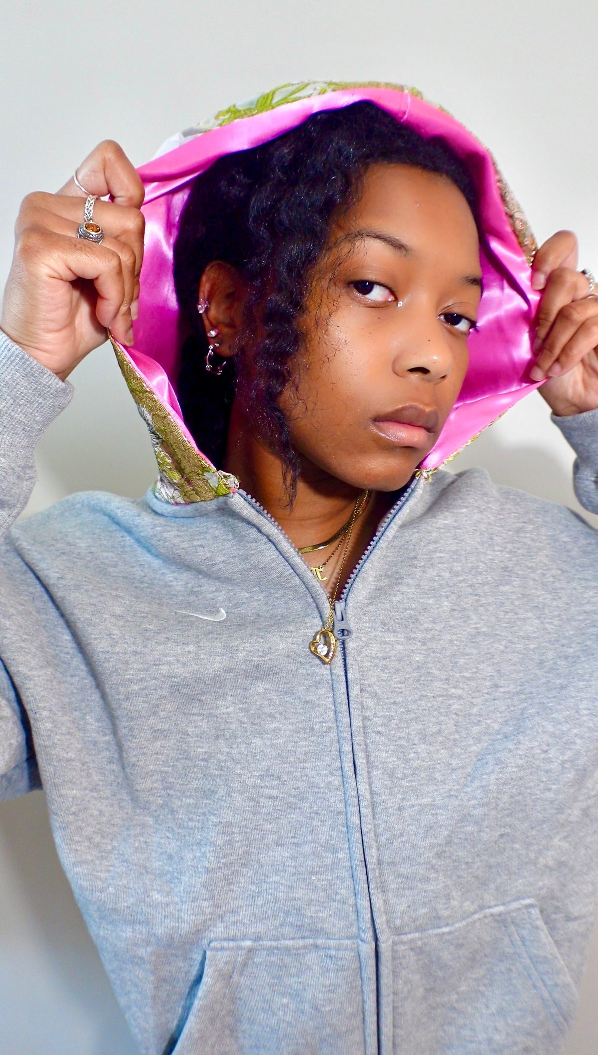 Floral Embossed Satin Lined Hood