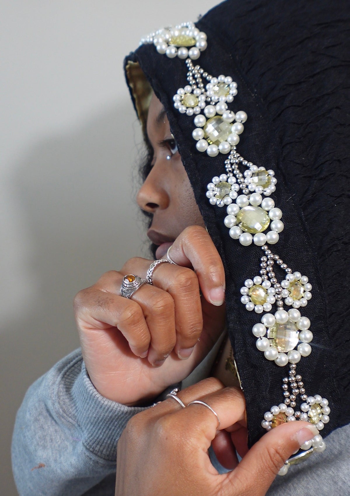 Black Gold Jeweled Hoodie