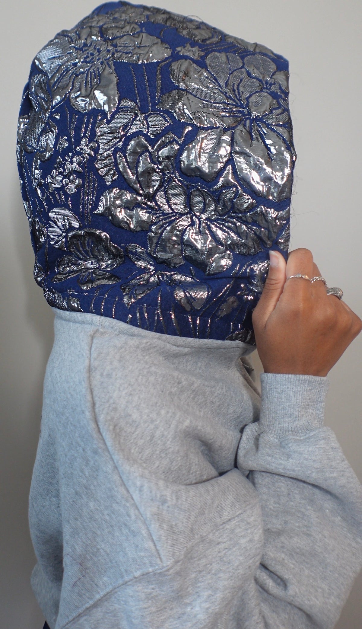 Silver/Blue Embossed Hoodie