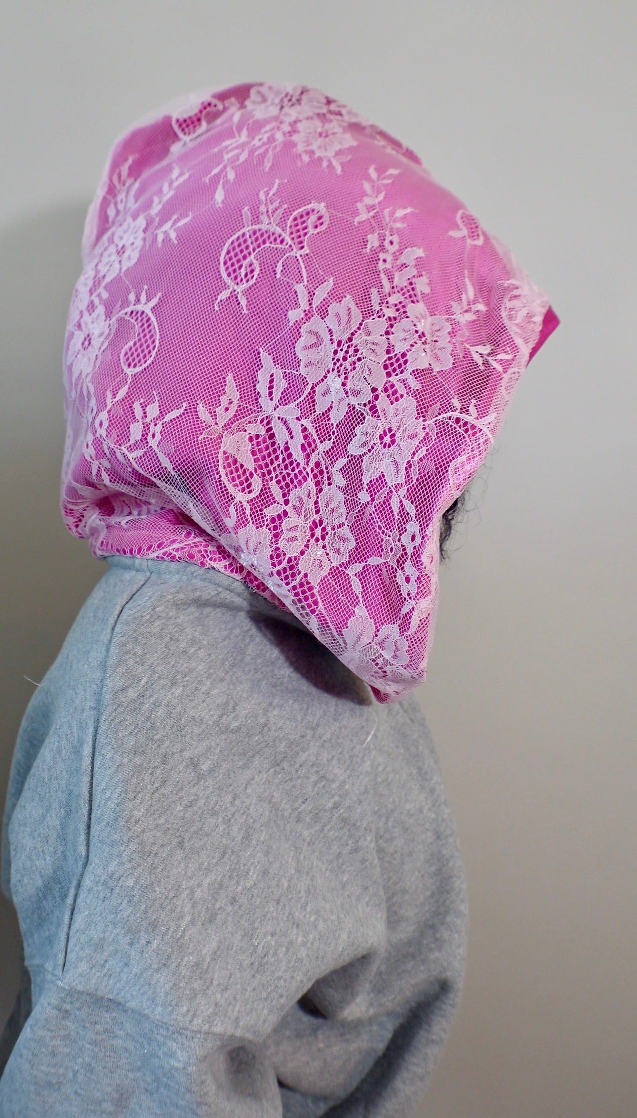 Pink Lace Satin Lined Hood