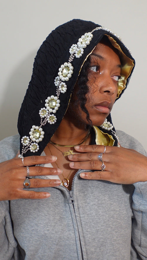 Black Gold Jeweled Hoodie