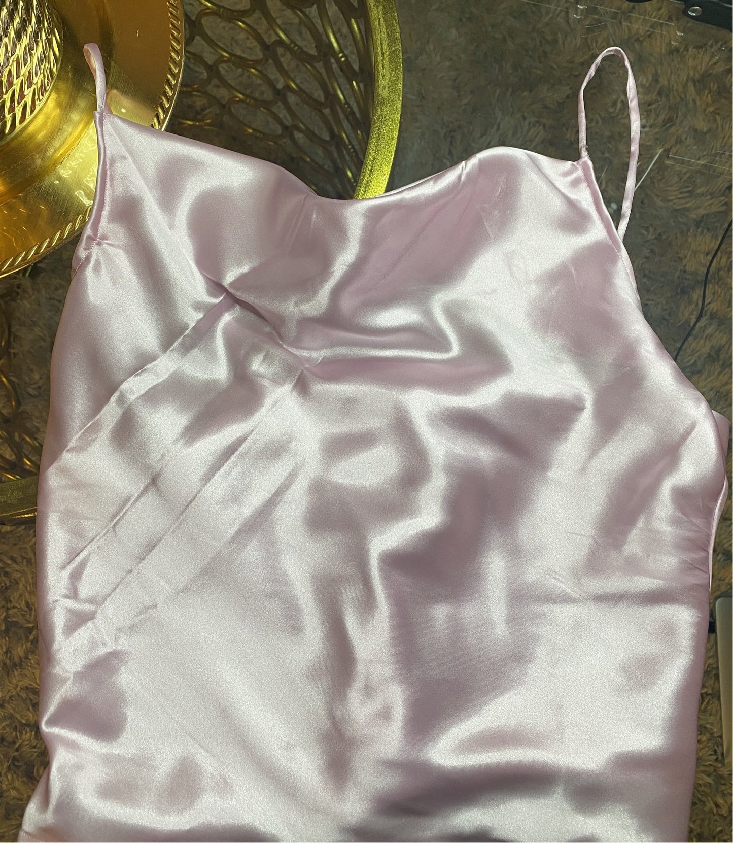 Baby Pink Satin Cowl Camisole
