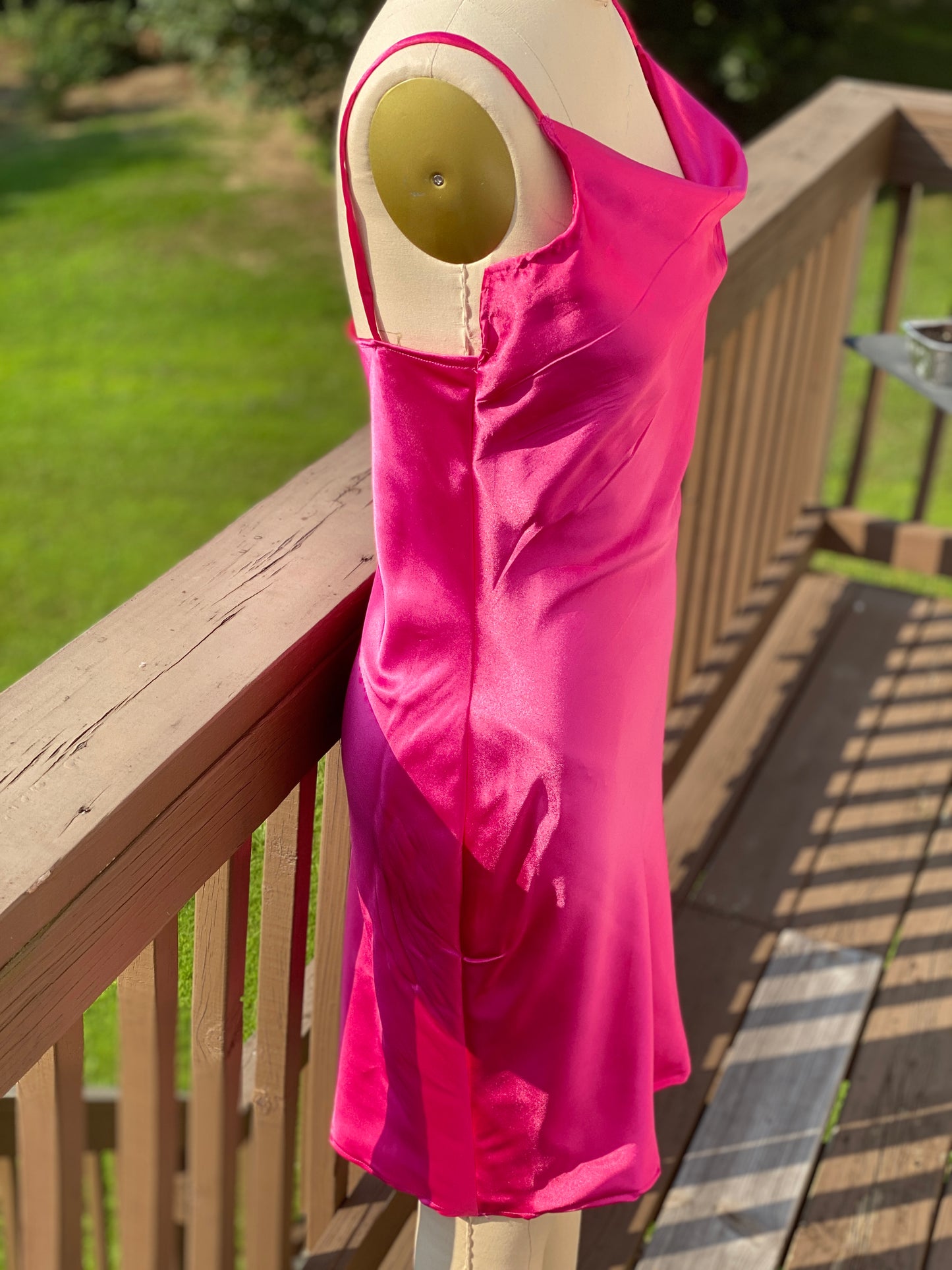 Fiery Pink Cowl Neck Slip Dress