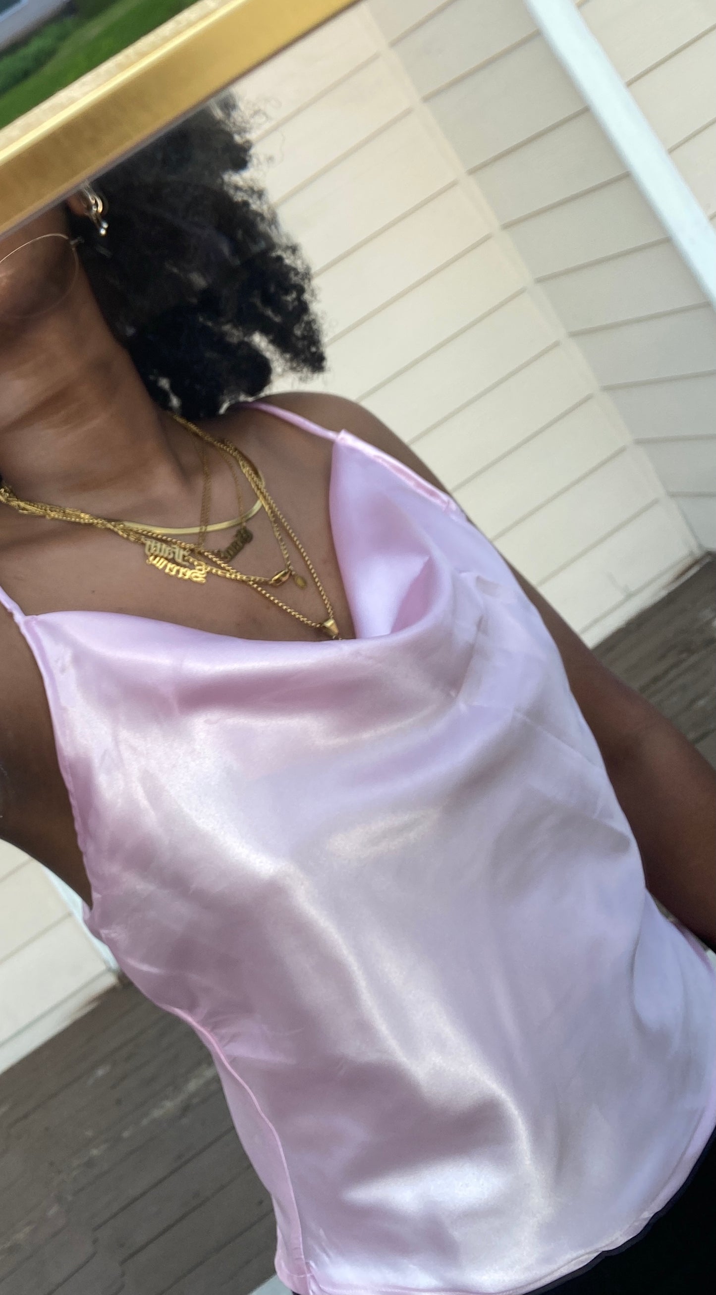 Baby Pink Satin Cowl Camisole